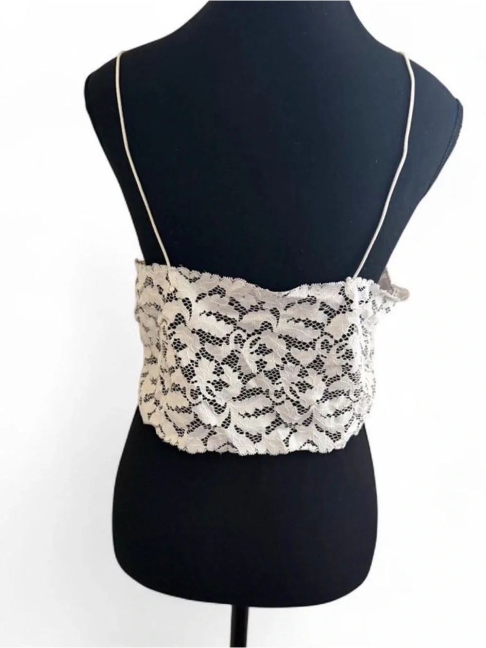 Free People white Lace Cami sheer Crop Top Floral size medium